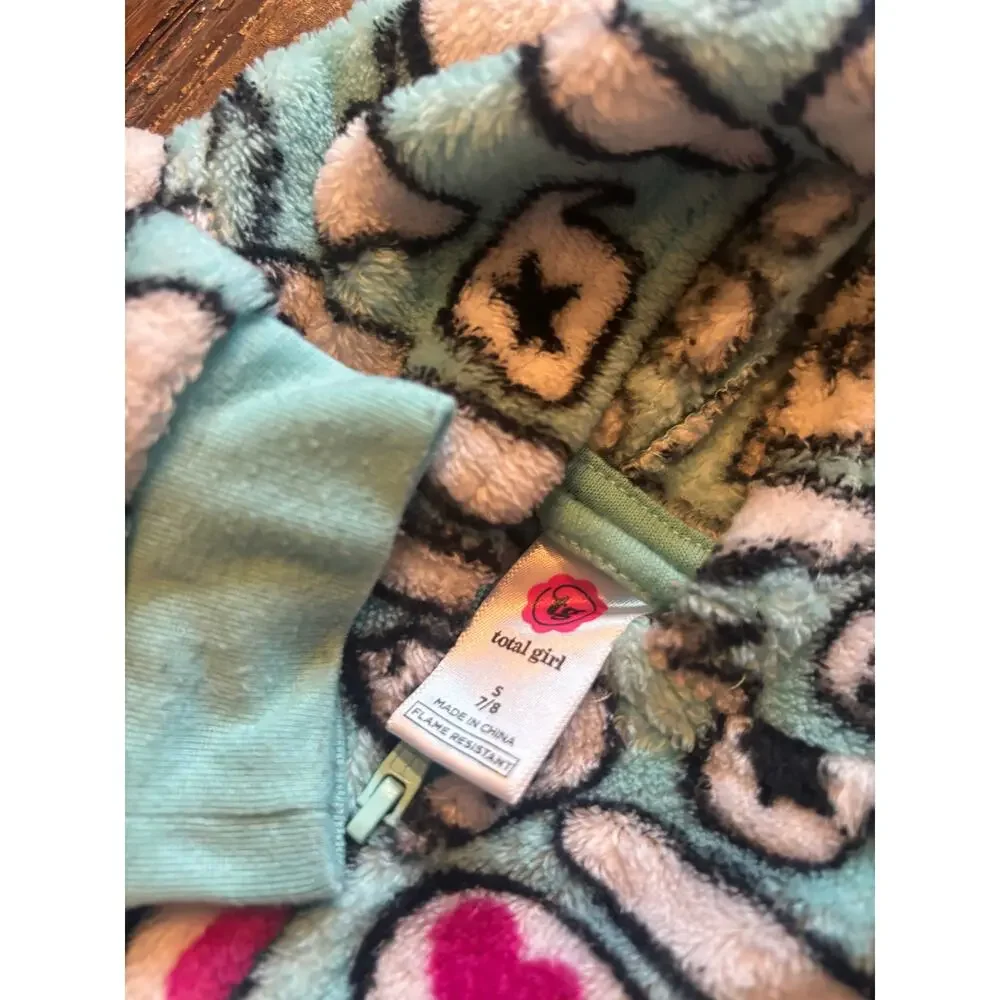 Total Girl Blue One Piece Pajamas size S 7/8 Girls